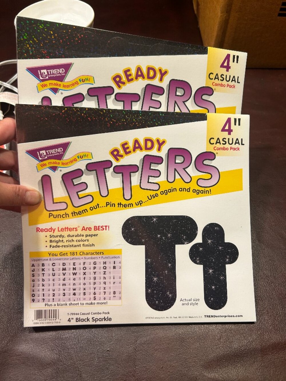 2 New with Tags 4" Casual Combo Pack - 4" Black Sparkle Bulletin Board Letters
